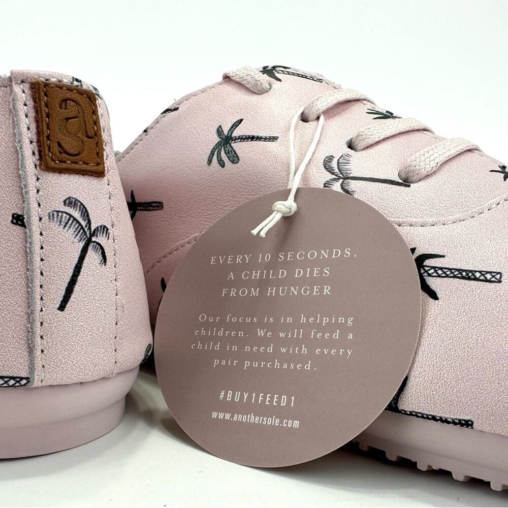 Anothersole Women Flats/Sneakers Sz 8 Pink Leather Palm Tree Print Cushioned New - Picture 13 of 15